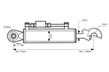 Łącznik centralny górny hydrauliczne Kat.2/2 Kula i CBM Q.R. Hak średnica cylindra 70mm Długość min  700mm