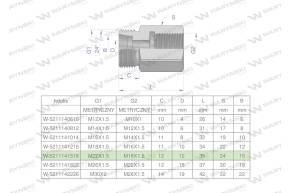 Tulejka różnicowa hydrauliczna metryczna AB M22x1.5 15L GZ x M18x1.5 GW Waryński