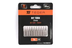 Bit TORX 25 mm/T6 (ZESTAW 10 SZT) / TEGER