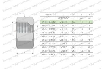 Nakrętka hydrauliczna metryczna (M06L) M12x1.5 06L Waryński