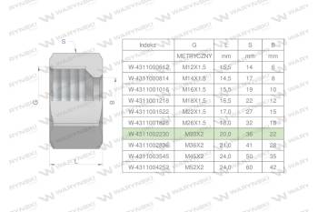 Nakrętka hydrauliczna metryczna (M22L) M30x2 22L Waryński