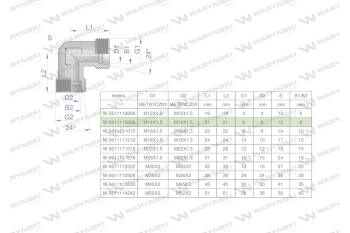 Kolanko hydrauliczne metryczne BB M14x1.5 08L (XW) Waryński