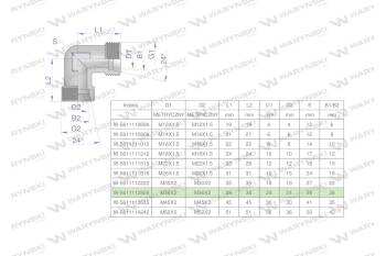Kolanko hydrauliczne metryczne BB M36x2 28L (XW) Waryński