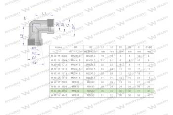 Kolanko hydrauliczne metryczne BB M45x2 35L (XW) Waryński