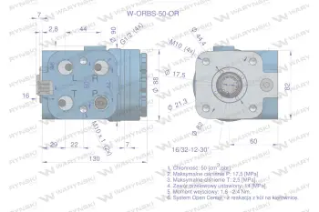 Orbitrol hydrauliczny W-ORBS-OR 50 cm3/obr z zaworami (System Open Center - z reakcją z kół na kierownicę) Waryński