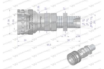 Szybkozlacze hydrauliczne gniazdo z eliminatorem ciśnienia long M18x1.5 gwint zewnetrzny EURO (9100818GL) (ISO 7241-A) Warynski