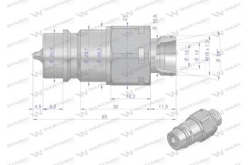 Szybkozłącze hydrauliczne wtyczka z eliminatorem ciśnienia M18x1.5 gwint zew. EURO (9100818W) (ISO 7241-A) Waryński