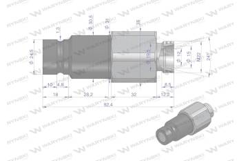 Szybkozłącze hydrauliczne suchoodcinające wtyczka M22x1.5 15L gwint zewnętrzny ISO16028 Waryński