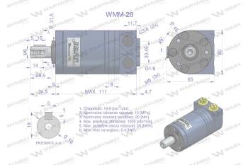 Silnik hydrauliczny orbitalny WMM 20 cm3/obr 100 bar max.140 bar Waryński