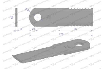 Nóż obrotowy rozdrabniacz słomy sieczkarnia 173x50x5mm otwór 20 zastosowanie 87318316 New Holland WARYŃSKI