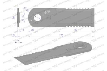 Nóż obrotowy rozdrabniacz słomy sieczkarnia 175x50x4mm otwór 20 zastosowanie 7558750 Claas WARYŃSKI