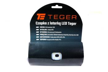 Latarka czołówka w czapce LED COB ład USB Teger